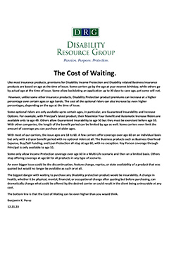 The Cost of Waiting...